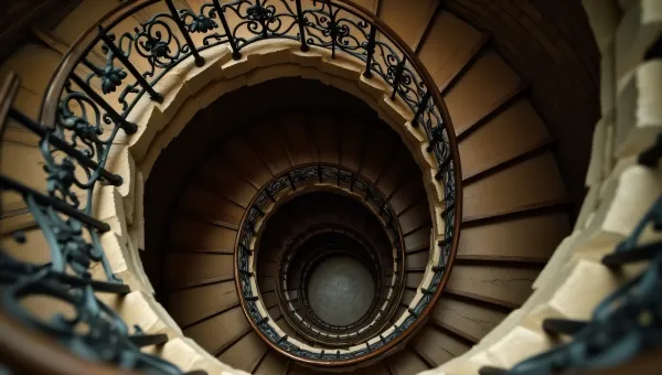 Winding Spiral Staircase View From Above