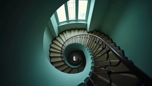Winding Staircase Minimalist Design Soft Lighting