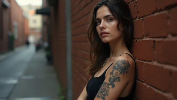 Woman With Arm Tattoo Urban Alley Profile