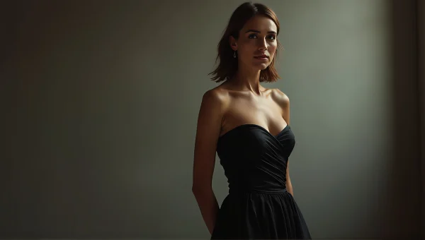 Woman in Black Gown Portrait with Soft Backlight