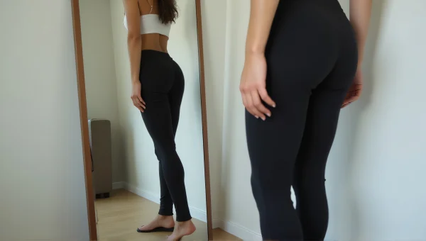Woman in Black Pants Reflecting in Modern Mirror