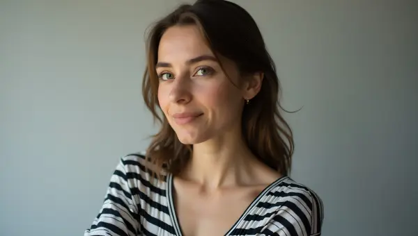 Woman In Black And White Striped Shirt Portrait