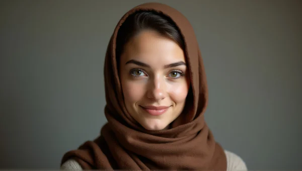 Woman with Brown Scarf Portrait in Soft Lighting