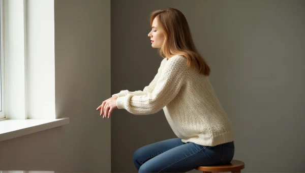 Woman in Chunky Knit Sweater Seated on Stool