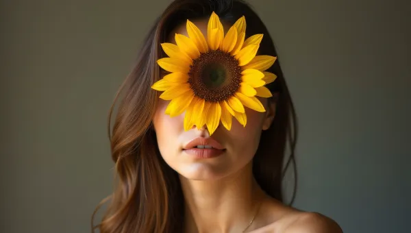 Woman Covering Face with Sunflower Portrait