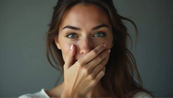 Woman Covering Mouth Portrait Soft Lighting