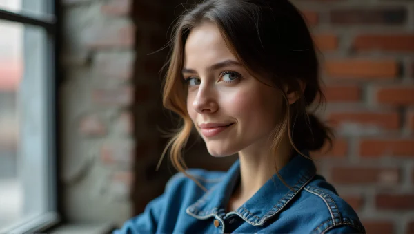 Woman In Denim Jacket Portrait Urban Setting