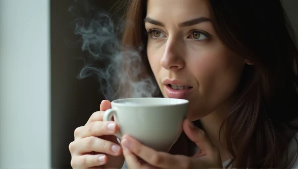 Woman Enjoying Hot Beverage In Soft Light