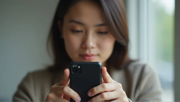 Woman Framing Smartphone With Focused Expression