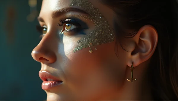 Woman With Geometric Face Paint And Metallic Accents