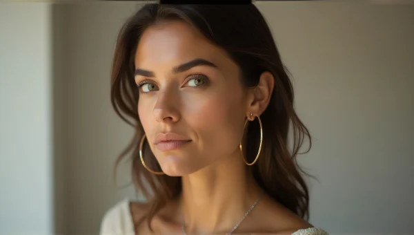 Woman With Gold Hoop Earrings Portrait
