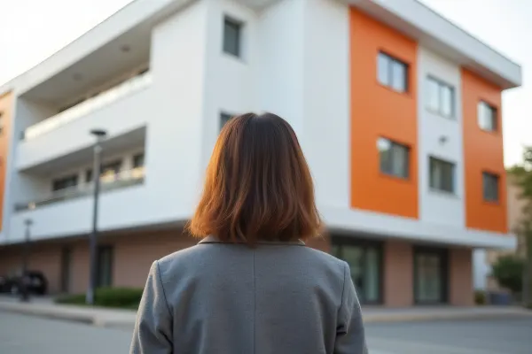Woman In Gray Coat Near Modern Architecture