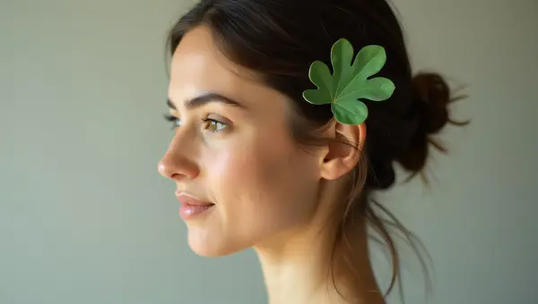 Woman With Green Leaf Hair Clip Portrait