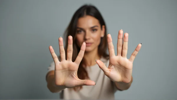 Woman Hand Sign Gesture Candid Portrait Studio