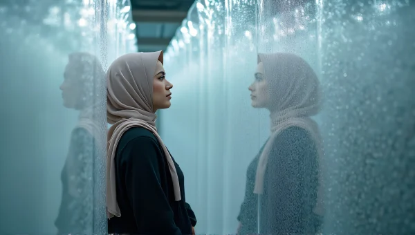 Woman in Hijab with Bubble Wrap Background