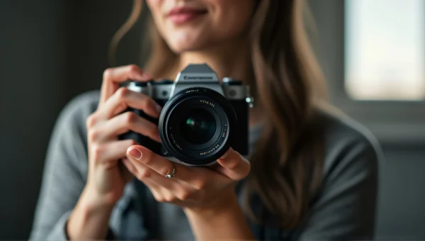 Woman Holding DSLR Camera Close-Up Profile Shot
