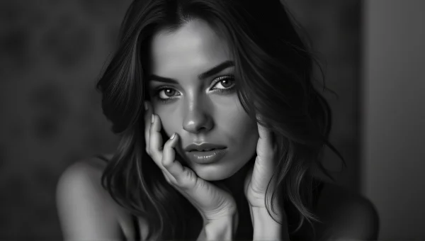 Woman Holding Face Monochrome Portrait