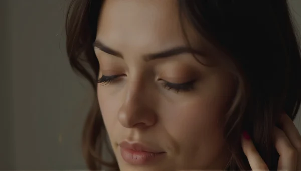 Woman Holding Hair Calmly With Closed Eyes