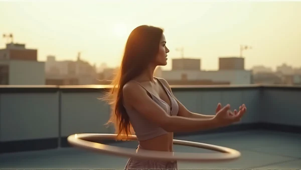 Woman Hula Hooping on Rooftop During Daylight