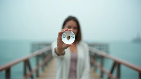 Woman imagegraphing Glass Globe on Pier