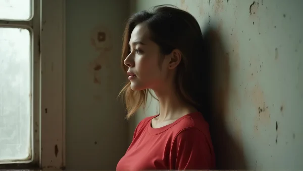 Woman Leaning Against Wall In Soft Light