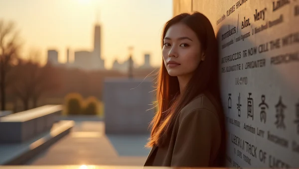 Woman Near Monument At Golden Hour Portrait