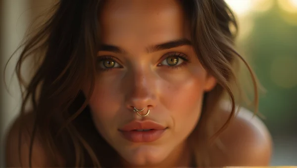 Woman With Nose Ring Portrait In Soft Lighting