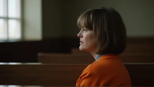Woman in Orange Sweater Relaxing on Bench