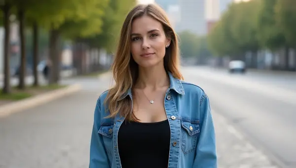 Woman Outdoor Fashion Black Top Denim Cardigan