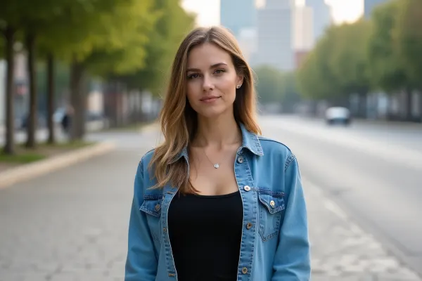 Woman Outdoor Fashion Black Top Denim Cardigan