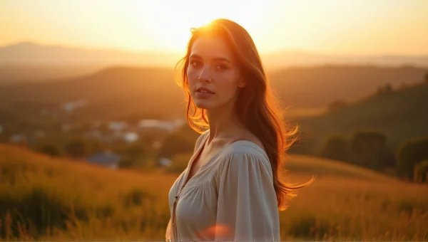 Woman Outdoors Relaxed Portrait Golden Hour