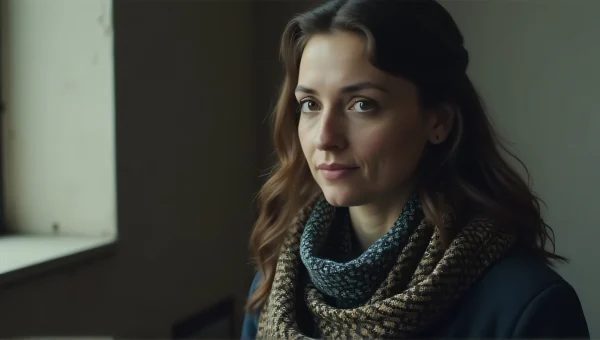 Woman in Patterned Scarf Portrait, Urban Setting
