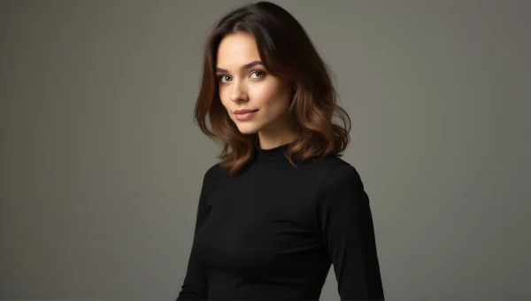Woman Portrait in Black Shirt Calm Expression