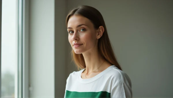 Woman Portrait in Boat-Neck Shirt Soft Light