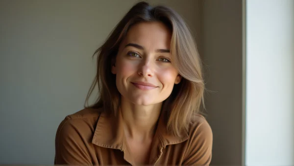 Woman Portrait Close-Up Natural Light Brown Shirt