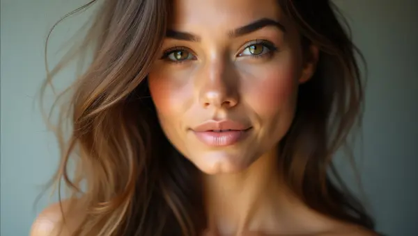 Woman Portrait Natural Light Flowing Hair Soft Expression