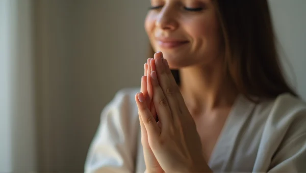 Woman Praying Hands Gesture Close-Up image