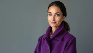 Woman in Purple Coat Portrait with Soft Lighting