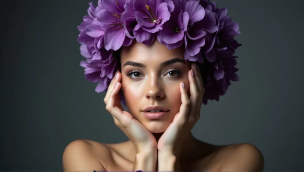 Woman With Purple Flower Headdress Portrait