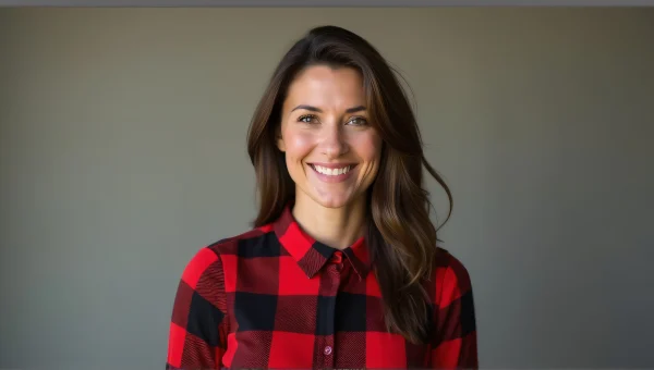 Woman in Red and Black Checked Top Portrait