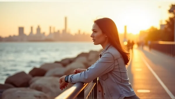 Woman Relaxing at Waterfront Pier During Sunset