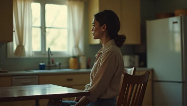 Woman Relaxing in Mid-Century Kitchen Light