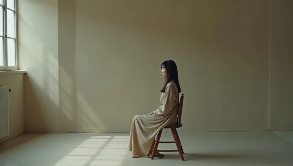 Woman Relaxing in Sparse Room with Natural Light