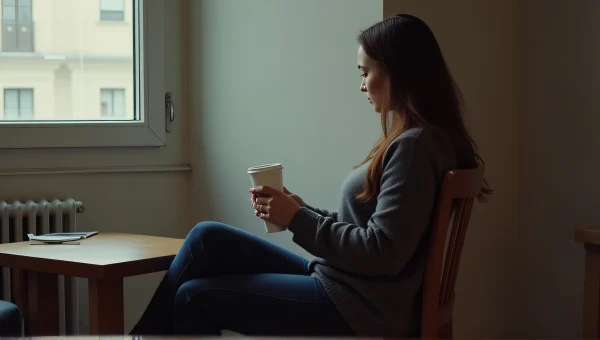 Woman Relaxing in Urban Apartment with Coffee