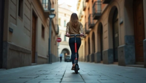 Woman Riding Scooter In Urban Alleyway Scene