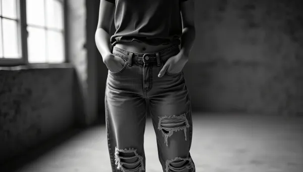 Woman in Ripped Jeans Urban Loft Style
