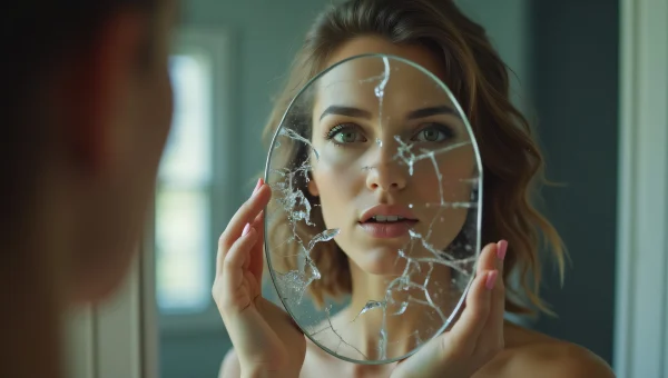 Woman’s Reflection In Shattered Hand Mirror