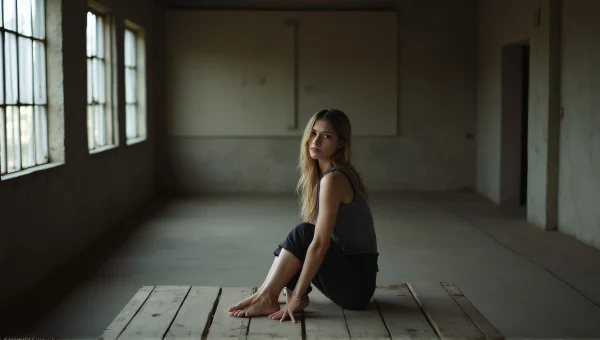 Woman Seated in Warehouse with Natural Light