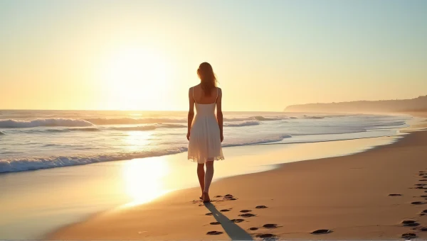 Woman Standing at Shoreline in Sundress