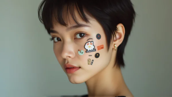 Woman With Stickers On Face Portrait Candid Mood